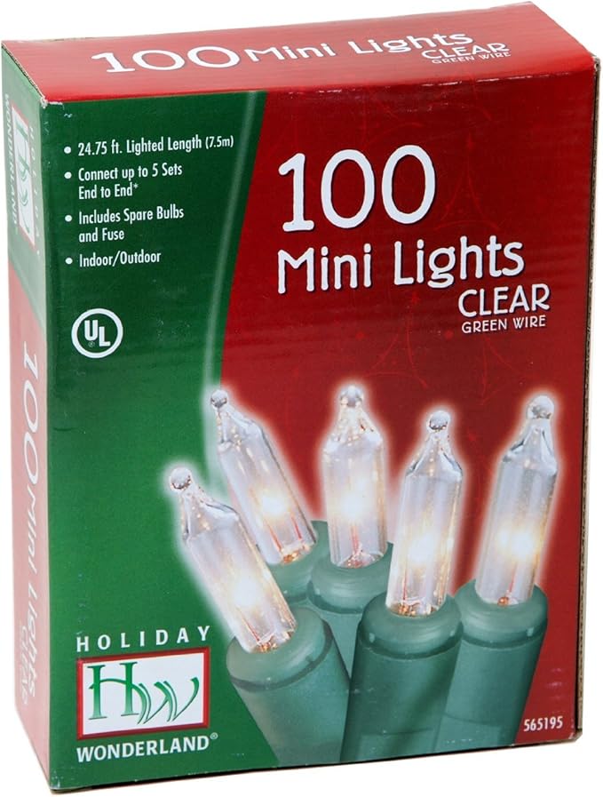 Noma/Inliten Holiday Wonderland 100-Count Clear Christmas Light Set,Green Wire