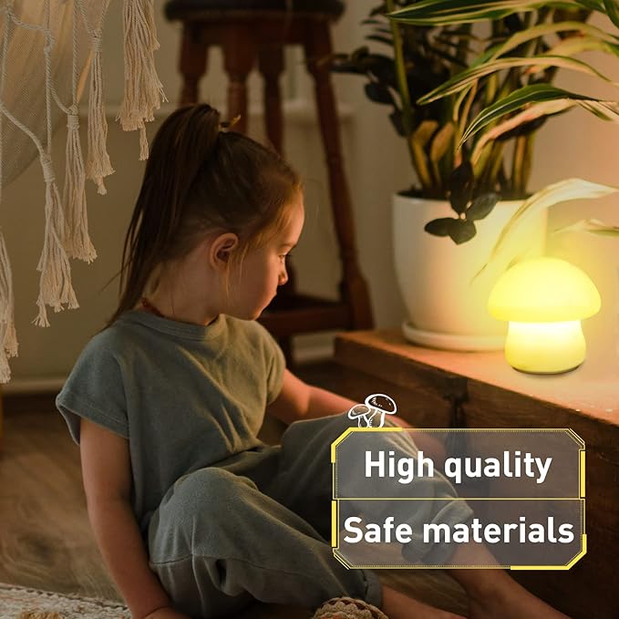 Mushroom Lamp, Rechargeable Night Light, Multi-Color LED Mushroom Nightlight, Dimmable Nightlamp for Breastfeeding, Nursery Squishy Silicone Lamp for Bedroom(Tap/Remote Control)