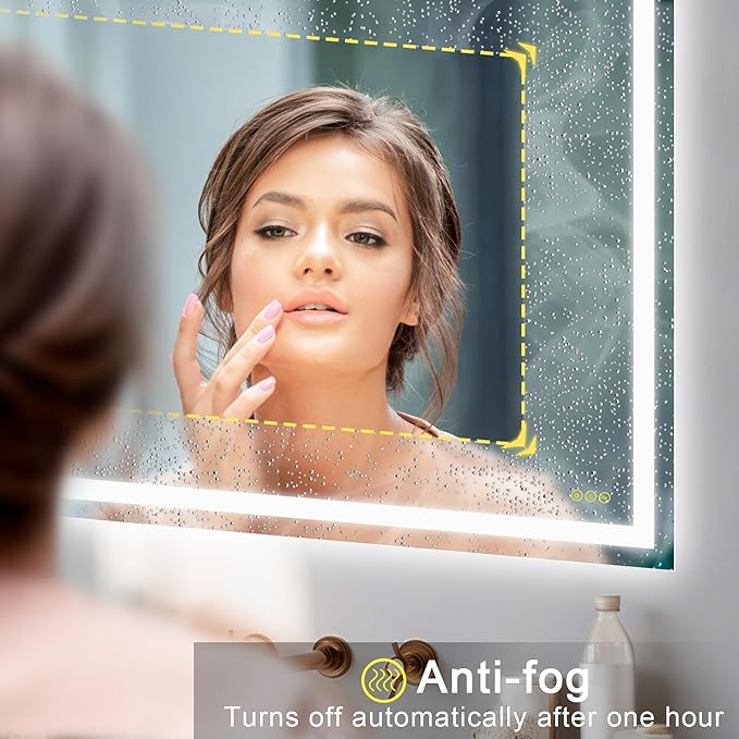 LED Bathroom Mirror with Lights 20x28 Inch, Stepless Dimmable Led Mirror for Bathroom Anti-Fog Memory Function Lighted Vanity Mirror Wall Mounted with Touch Button Horizontal/Vertical