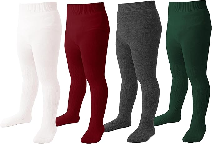 Marchare Baby Girls Tights Thick Solid Cable Knit Leggings Winter Warm Stockings For Toddler Girls 1/2/3/4/5 Pack