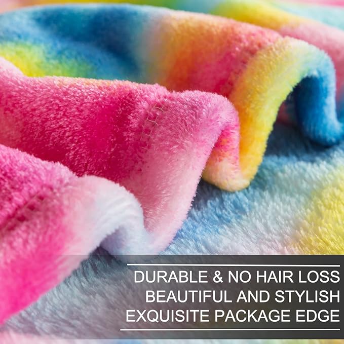 Colorful Blanket Twin Size- Premium Lightweight Anti-Static Rainbow Throw Soft Couth Sofa Cozy Warm Flannel Blankets Plush Gift for Daughter Mom, Bedroom Decor 66" x 90"(Rainbow Twin)