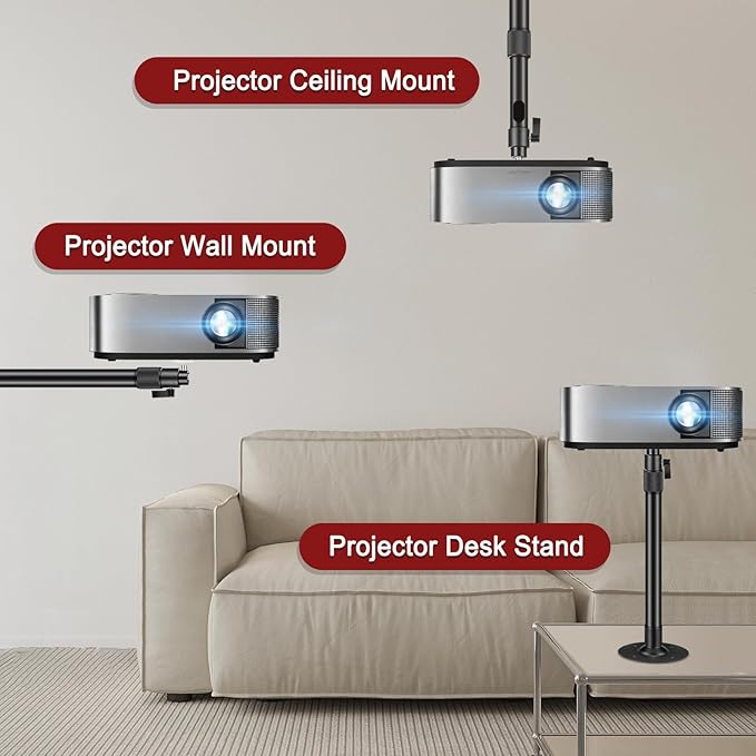 2-Be-Best Projector Mount Longer Length 15-31in / 40-80cm Projector Ceiling Mount 360° Rotatable Drop Ceiling Projectors Mounts Adjustable High Profile Projectors Bracket