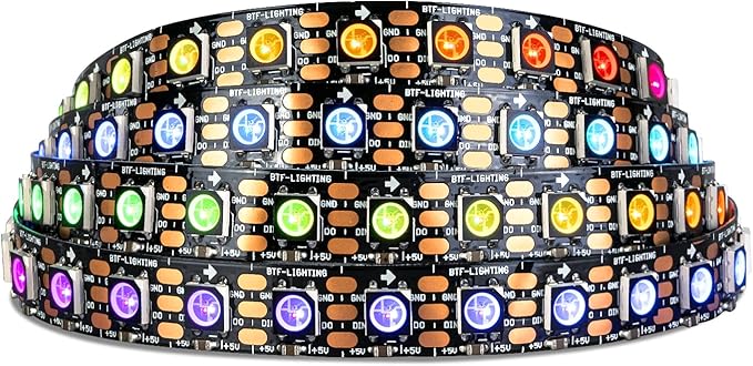 SEZO WS2812B LED Strip Light 3.3FT 100LEDs DC5V Individual Addressable LED Strip SMD5050 RGB 100Pixel Dream Color Programmable LED Light Strip Flexible IP30 Non-Waterproof Black PCB