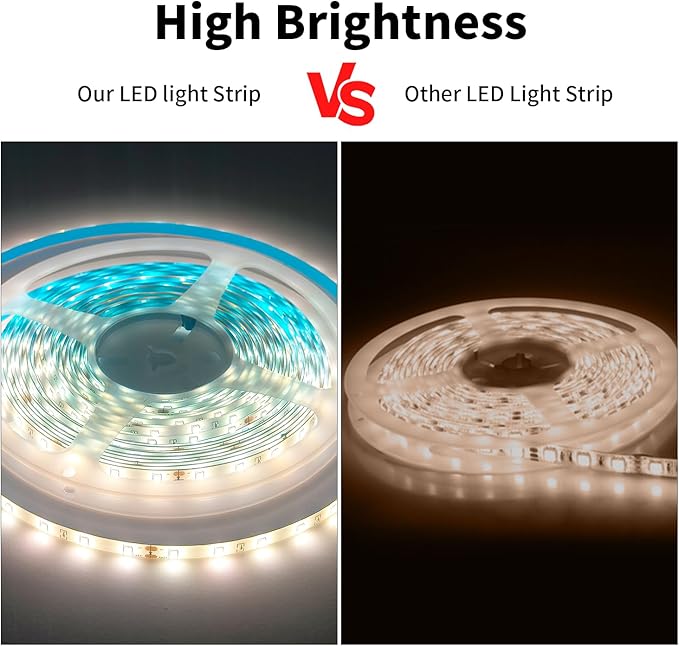 iNextStation 32.8ft/10M Warm White LED Strip Light, 24V 2835 SMD 600 LEDs Flexible Cuttable Waterproof LED Tape Light for Bedroom Kitchen Cabinet Wardrobe TV (Power Adapter not Included)