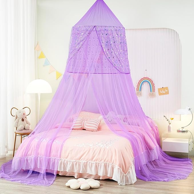 Unicorn Bed Canopy for Girls,Bed Canopy with Lights,Canopy for Girls Room Decor, Canopy for Twin to King Size
