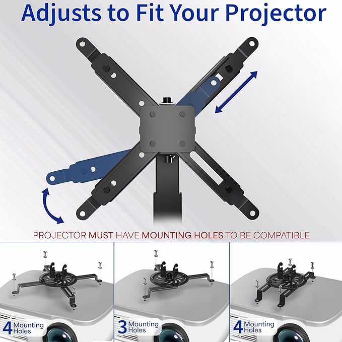 VIVO Universal Adjustable Wall Ceiling Projector Mount Bracket, Extendable Length Projection, Black, MOUNT-VP06B