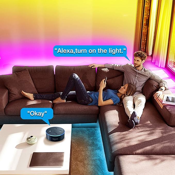 DAYBETTER Smart WiFi Led Lights, Tuya App Controlled, Compatible with Alexa and Google Assistant, Timer Schedule, RGB Strip Color Changing Décor for Bedroom Party Kitchen, 200ft
