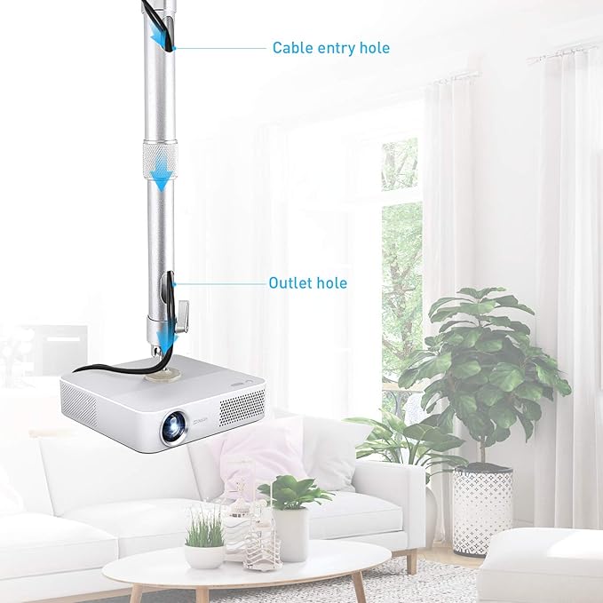 NIERBO Universal Projector Wall Ceiling Mount Hanger 360° Rotatable Head with Extendable Length 11.8 Inch to 19.7 Inch Mounting Bracket