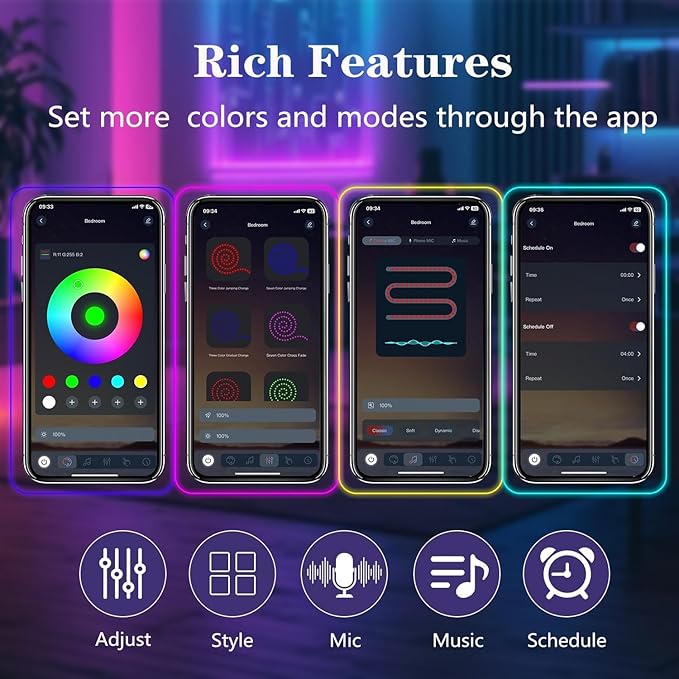 60FT Neon Rope Lights,Flexible Led Rope Light Control with App/Remote,Multiple Modes,Music Sync,IP65 Outdoor RGB Led Strip Lights Waterproof