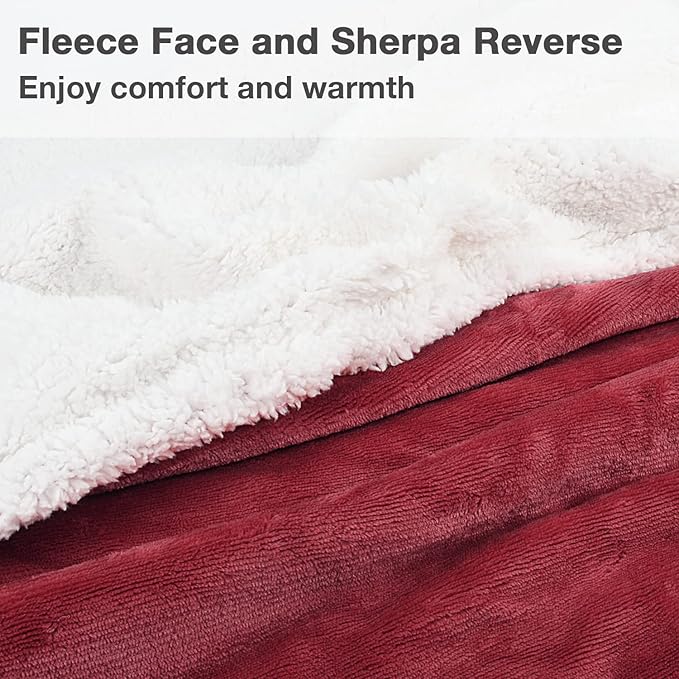 Catalonia Sherpa Wearable Blanket with Sleeves & Foot Pockets for Adult Women Men, Comfy Snuggly Wrap Sleeved Throw Blanket Robe, Gift Idea, Wine