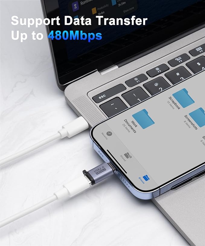 USB-C to Lightning Adapter (2-Pack), Data Transfer and Interface Conversion, Charging - Grey