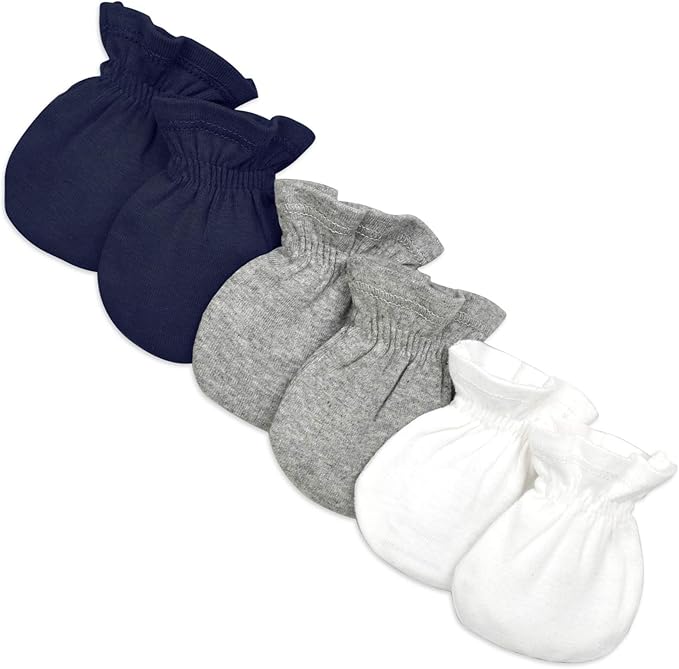 Burt's Bees Baby Baby Girls' Mittens, No-Scratch Mitts, 100% Organic Cotton, Set of 3