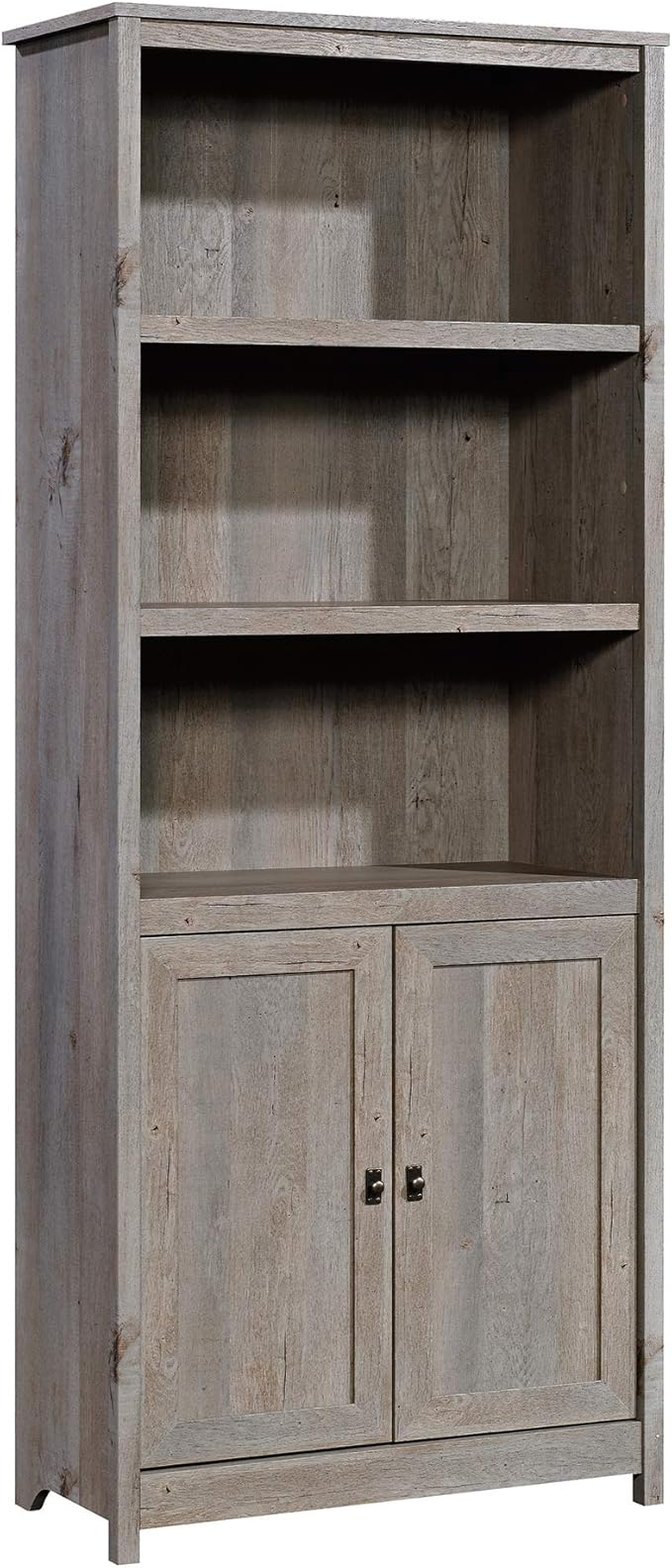 Sauder Cottage Road Book Shelf, Bookshelf with Storage, Library Bookcase with Doors and Adjustable Shelves, in Mystic Oak Finish