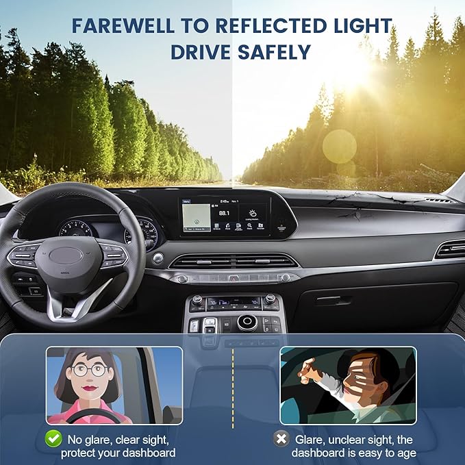 Dashboard Cover Mat Custom Fit for Hyundai Palisade 2020 2021 2022 2023 2024 2025 (Without HUD) Dash Cover Nonslip Dash Mat Protector Sunshade No Glare Black