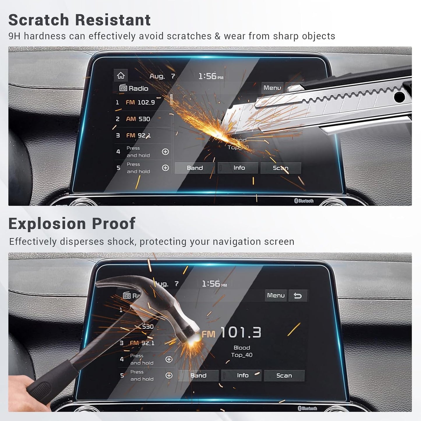 Yee Pin Screen Protector for Kia Forte 8' Touchscreen Display, 9H Tempered Glass Compatible with 2019-2024 Forte Models