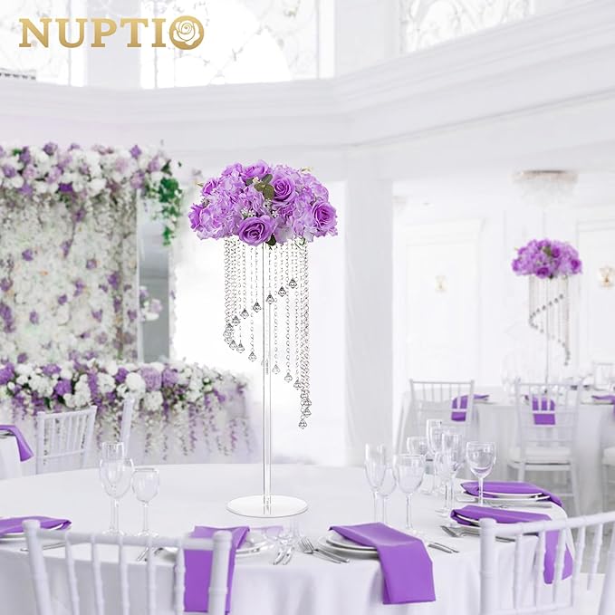NUPTIO Flower Balls for Centerpieces Wedding: 10 Pcs 14.2 inch Diameter Artificial Flower Ball Arrangement Bouquet Centerpiece for Tables - Light Purple Fake Rose Flowers for Wedding Decor