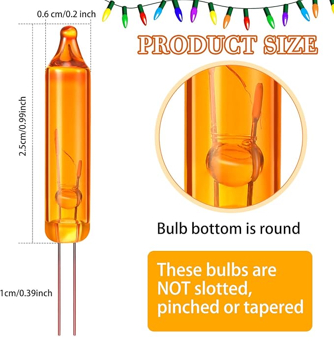 Mudder 200 Count 2.5V Christmas 50/100/150/200 Count Mini Incandescent Wire String Lights Replacement Bulbs Indoor/Outdoor Christmas Lights Decorations for Home Xmas Tree(Orange)