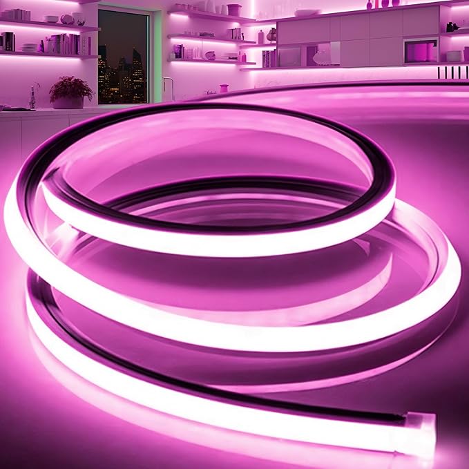 LED Strip Lights Pink,9.8ft 110-120V Neon Rope Lights,Flexible Silicone Outdoor Waterproof Neon Strip Lights for Bedroom,Mirror,Kitchen Cabinet, Living Room,Halloween Decor