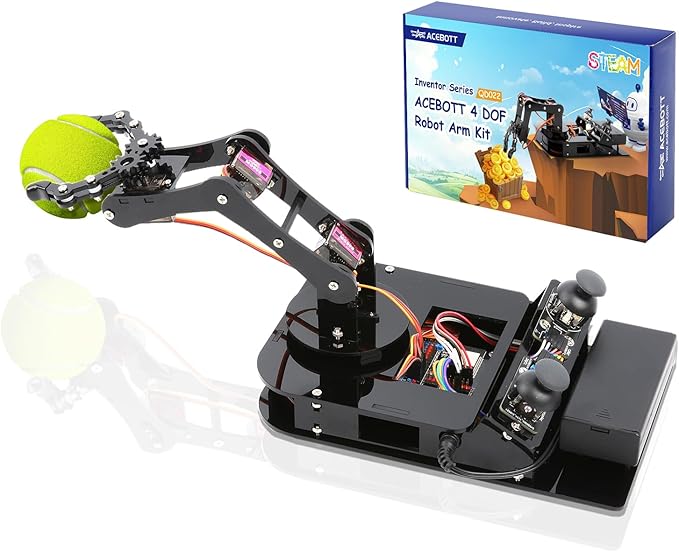 4 DOF ESP32 Robotic Arm Kit for Kids 8-12, Robotics Kit App Remote Control Robot Toys Compatible with Arduino, STEM Educational DIY Robot Arm Kit Gift for Teenagers & Adults