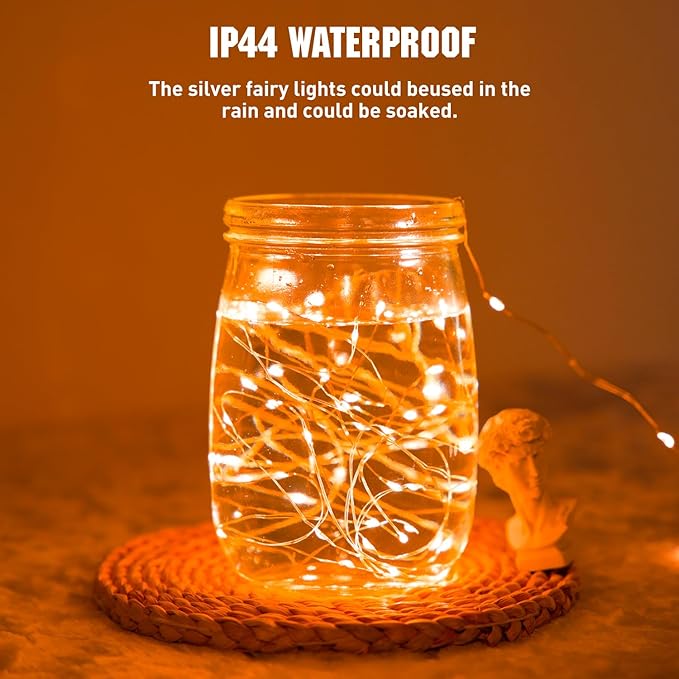 JMEXSUSS 4 Pack 50 LED Christmas Fairy Lights Battery Operated, 16.1ft Orange Fairy String Lights, Mini Orange Christmas Lights for Bedroom Garden Party Holiday Decorations