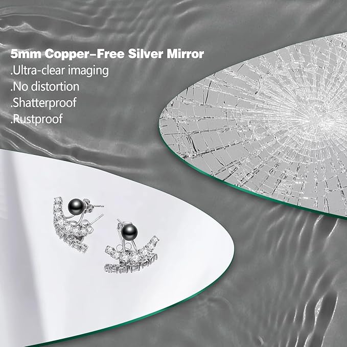 Niccy Round Led Mirror for Bathroom, 28" Circle Frameless Backlit Mirror wiht Light, Anti-Fog, 3 Colors, Waterproof, Memory Function