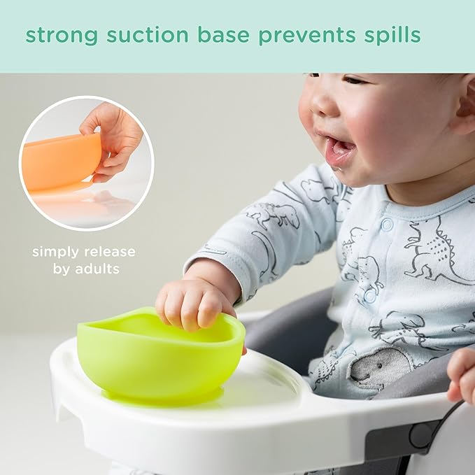 Olababy 100% Silicone Suction Bowl with Lid for Independent Feeding | First Stage Self Feeding Essential for Toddlers and Kids| Baby Led Weaning Snack Feeder | Food Container and Storage | (Blueberry)