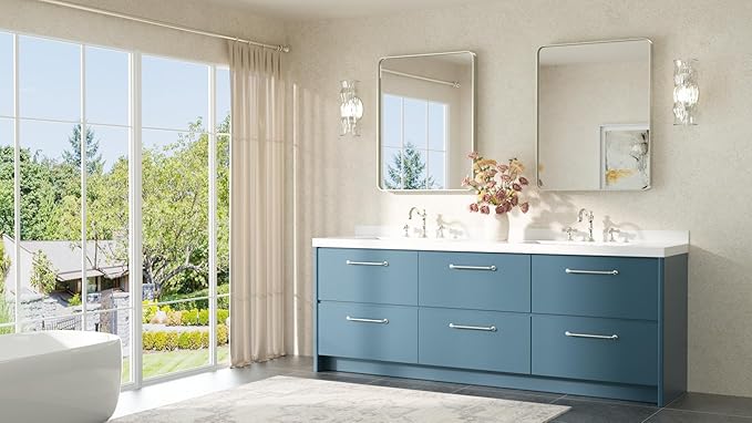 TETOTE Brushed Nickel Mirror 24 x 30 Brushed Nickel Metal Framed Bathroom Mirror, Tempered Glass, Modern Farmhouse Wall Mounted Mirror for Decorative(Horizontal/Vertical)