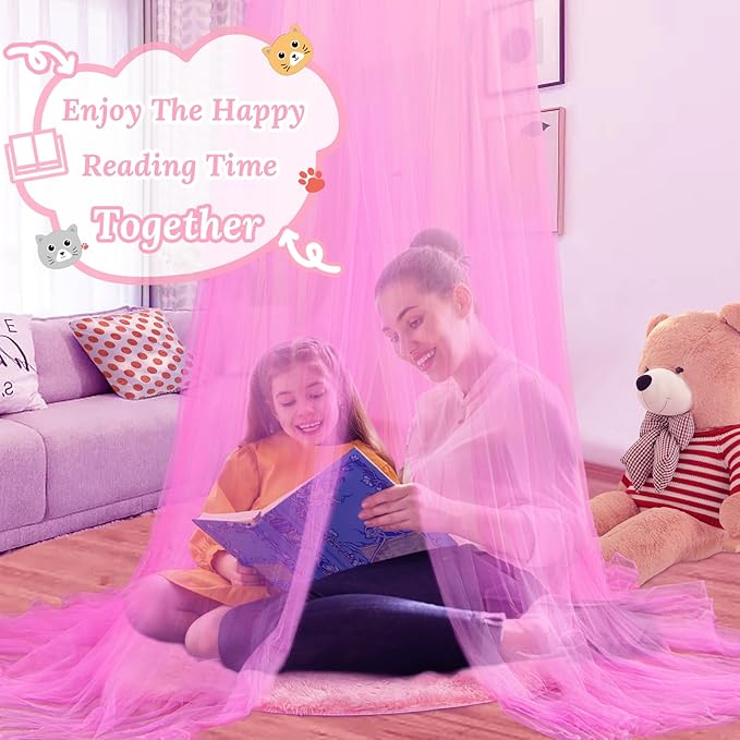 South to East Pink Bed Canopy for Girls, Princess Bed Canopy for Kids Room, Mosquito Net Canopy Girls Beds, Fire Retardant Fabric