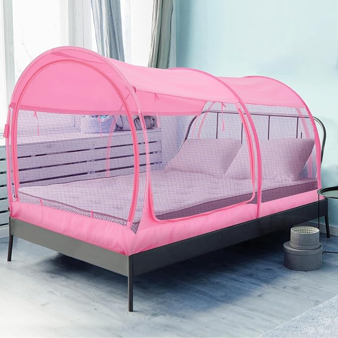 Alvantor Full Size Canopy Bed Tent Mesh Full Mosquito Net for Beds Privacy Tent Slumberpod Blackout Indoor Tents for Beds Sleeping Pop Up Tents (Mattress Not Included)