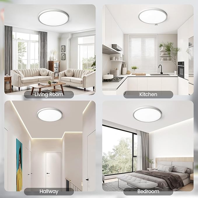 TALOYA Flush Mount Ceiling Light,4 Pack,12 Inch,20W, 5000K Daylight Super Slim LED Ceiling Light for Bedroom, Living Room, Kitchen, Laundry and Hallway