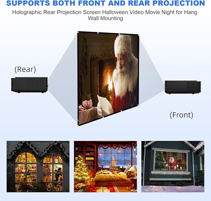 Projector Screen 72 inch，Portable Movie Projector Screen 16:9 HD Indoor Outdoor Double Sided Rear Projection Screen Video for Home, Party, Office, Classroom