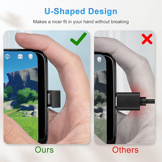 USB C 180 Degree Angled Adapter, U Shape USB C 3.1 Male to Female Type-C Angled High-Speed Data Transfer Connector Compatible for Samsung, MacBook and More