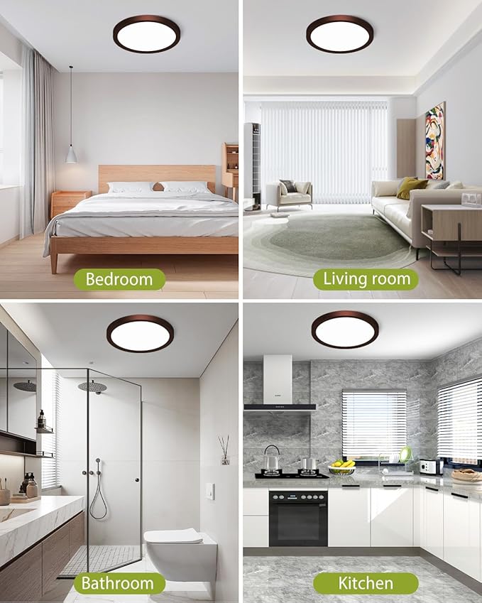 hepside 1PACK Flush Mount LED Ceiling Light Fixture Oil Rubbed Bronze, 12Inch 28W, Dimmable 3000K-4500K-6000K 3 Color Ceiling Lamp 3200LM Low Profile Ceiling Light for Kitchen Bedroom Hallway