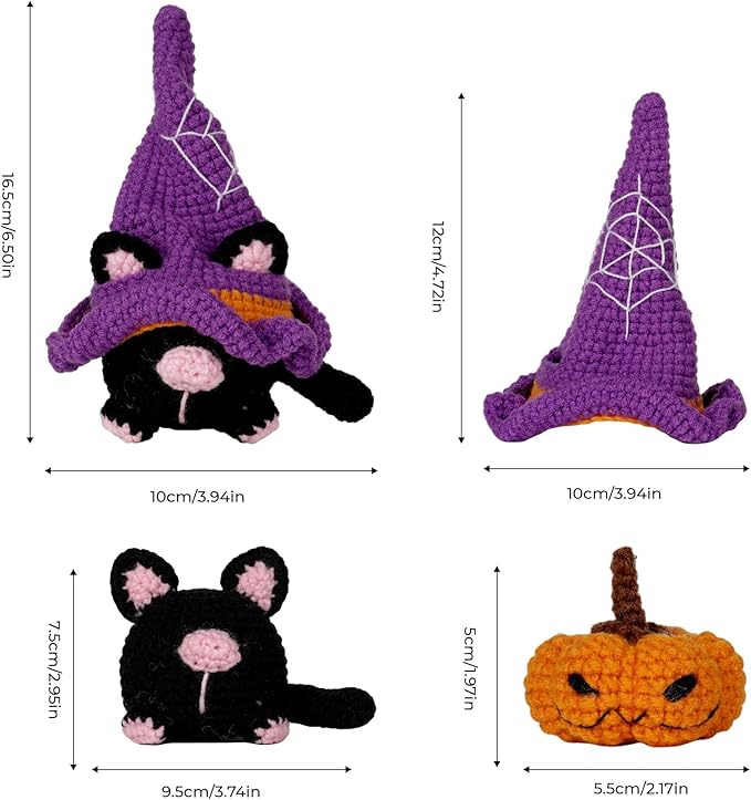 Wizardi Amigurumi DIY Crochet Kit - Halloween Cat F07N8-M210