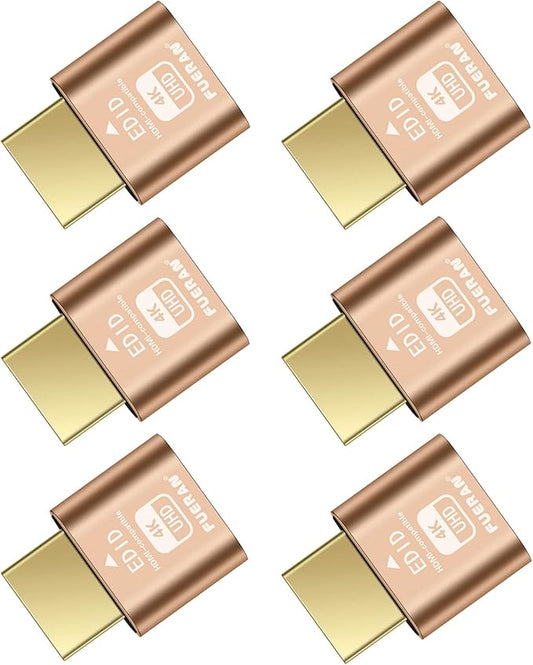 4K HDMI Dummy Plug, Virtual Monitor Emulator, Headless Display Adapter, EDID Emulator, Supports 4096x2160@60Hz, 3840x2160@60Hz, 2560x1440@60Hz for Windows, Mac, Linux – Plug & Play (6 Pack)
