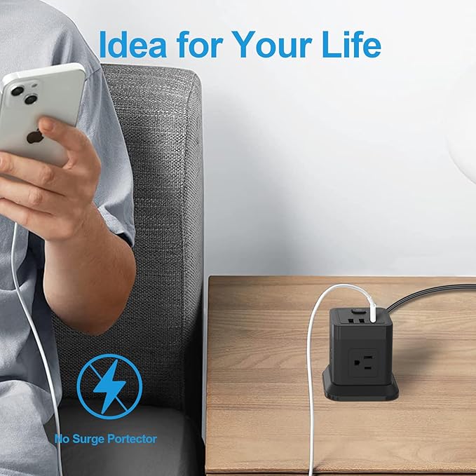 Power Strip with USB C Ports, FDTEK Power Cube with USB C, PD 20W Fast Charge Power Cube with 4 Outlets and 3 USB, 10FT Flat Plug Power Strip for Home, Office, Dorm Room Essentials