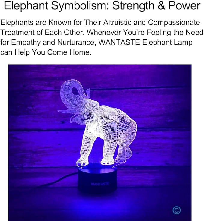 3D Elephant Decor Lamp Gift with Remote, 7 Color Changing Night Light Birthday Toys for Kids Girls Boys