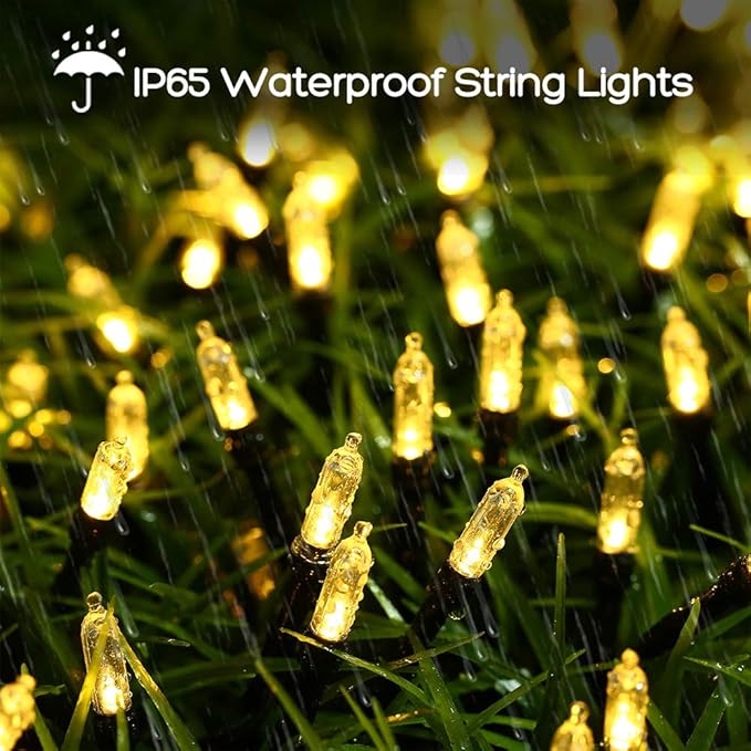 LYHOPE Battery Christmas Lights, 33ft 100 LED Christmas Lights Waterproof 8 Modes Battery Operated String Lights for Outdoor & Indoor, Xmas Tree, Wreaths, Holiday Decoration (Warm White)