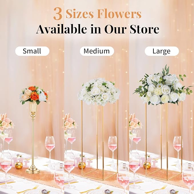 NUPTIO Flower Balls for Wedding Centerpieces: 9.5 Inch Diameter Orange Artificial Flower Ball Arrangement Bouquet Fall Party Table Decor - Fake Rose Autumn Weddings 2 Pcs
