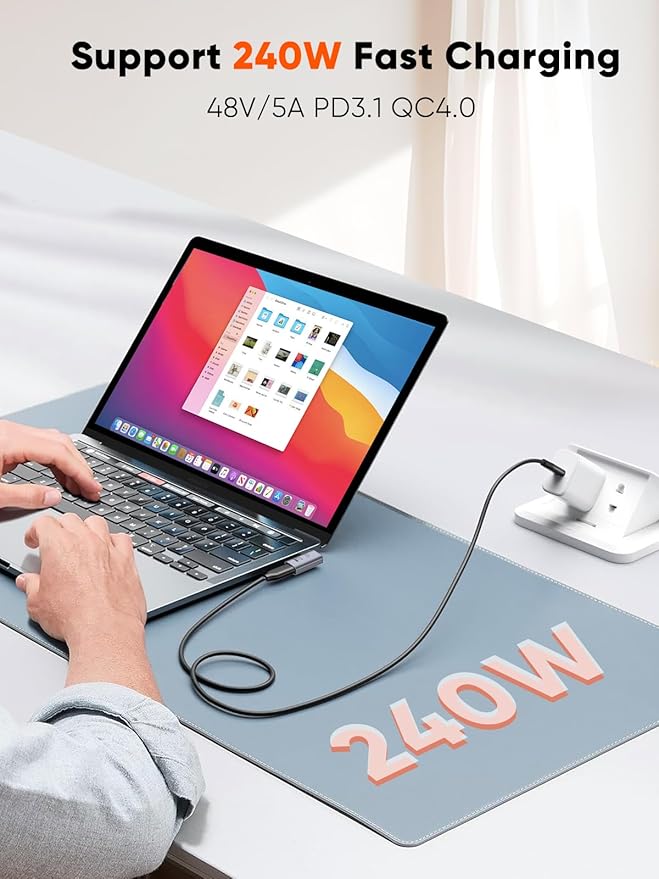 CableCreation Right Angle USB C Adapter, USB C Male to Female 90 Degree Adapter 40Gbps 240W Compatible with Thunderbolt 4, USB 4, Notebook, PC, Tablet, Phone and More, Right Angle