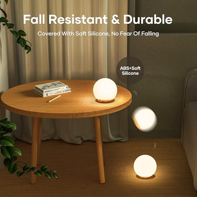 Night Light for Kids, USB Rechargeable Beside Lamp with Dimmable,Warm Light,7 Colors Changing,Touch Control, 0.5/1Hour Timer for Nursery, Baby,Bedroom,Camping