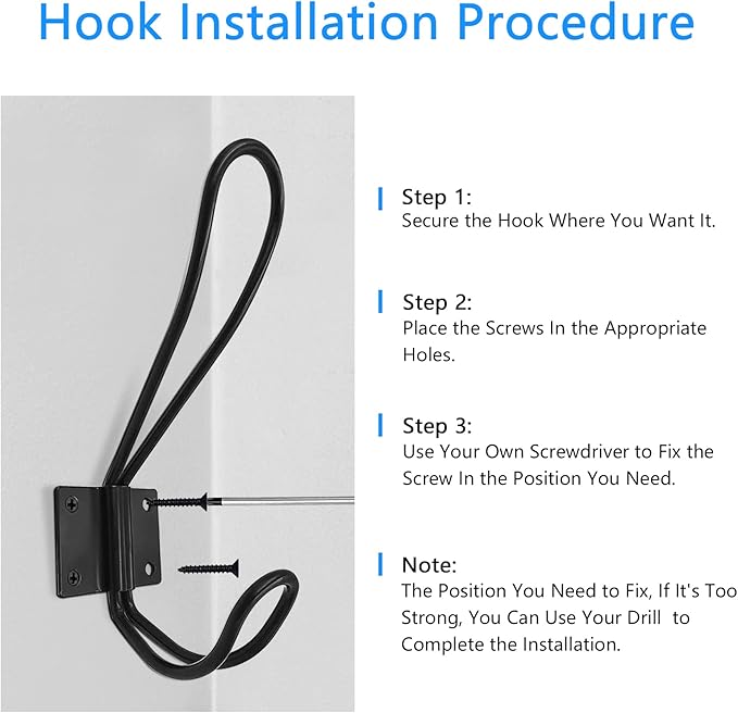 Rustic Entryway Hooks-16 Pack Farmhouse Hooks with Metal Screws Included, Black Decorative Wall Mounted Rustic Coat Hooks Rack, Double Vintage Organizer Hanging Wire Hook Clothes Hanger