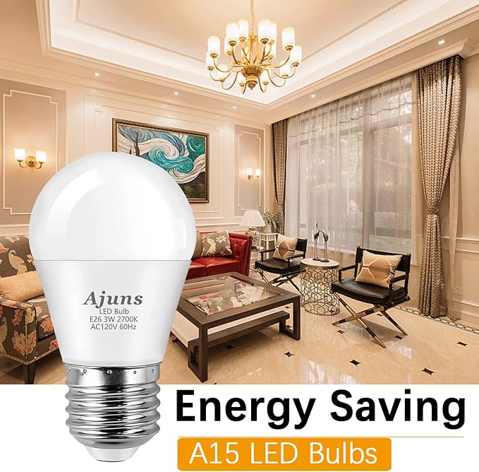 LED 3W 25 Watt Light Bulbs Equivalent, 120V Ceiling Fan Light Table Lamp Bulb Warm White 2700K LED Energy Saving Light E26 Base, Suitable for Home 4 Pack