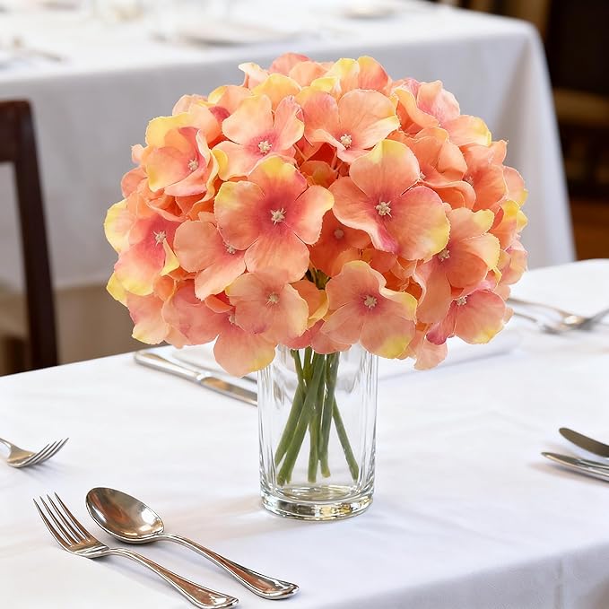 100PCS Artificial Hydrangea Flowers, Fake Flowers Silk Hydrangea Full Flowers Heads with Stems for Wedding Home Party Shop Baby Shower Decor (Rubber Pink)