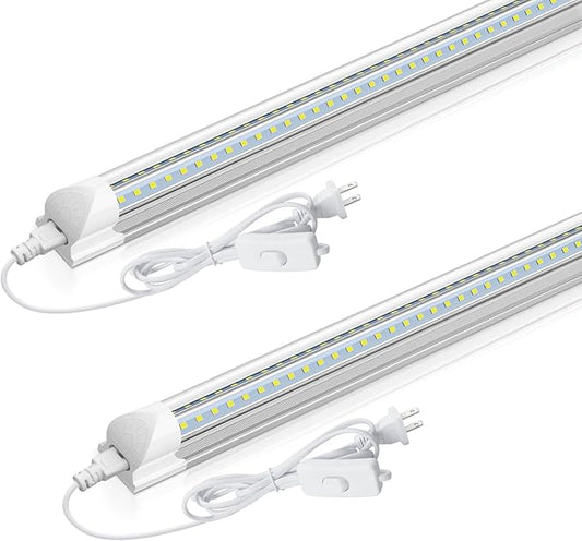 CNSUNWAY LED Shop Light 2FT, 20W 3000LM 6500K, T8 LED Tube Lights, Clear Cover, Ceiling and Utility Shop Lights, Linkable Light Fixture for Room, Garage, Workbench, Warehouse, ETL Listed (2 Pack)