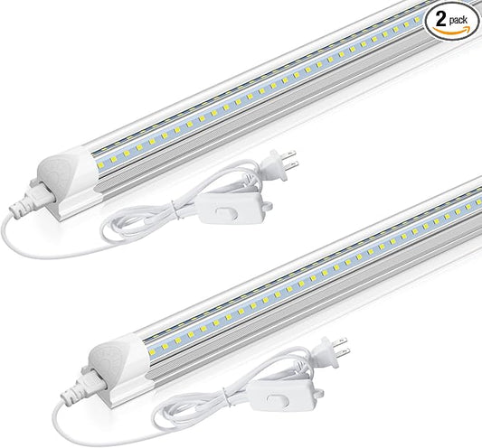 CNSUNWAY 2FT LED Shop Light, 20W 3000LM, 5000K Daylight T8 LED Light Fixture, V Shape, High Output, Linkable Shop Lights for Room, Garage, Workshop, Under Cabinet, ETL Listed (2 Pack)