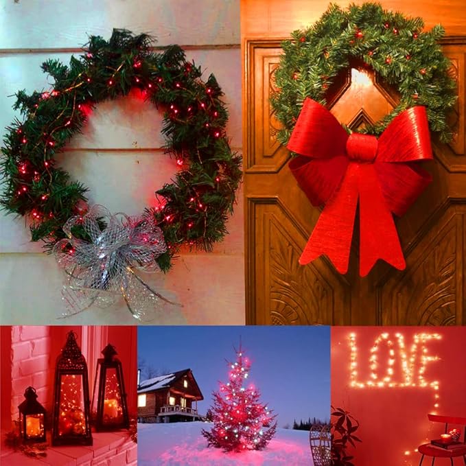 String Lights,LED Copper Wire Lights, Each Set 33ft/10M 100LEDs and 9 Remote Control.AA Battery Powered,Decor Rope Lights for Holiday,Wedding, Parties.(Red)
