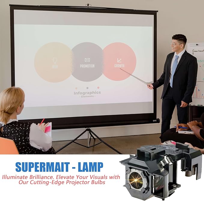 ELPLP34 /V13H010L34 Replacement Projector Lamp Bulb with Housing for EPSON EMP-62,EMP-62C,EMP-63,EMP-76C,EMP-82,EMP-X3,PowerLite 62C,PowerLite 76C,PowerLite 82C
