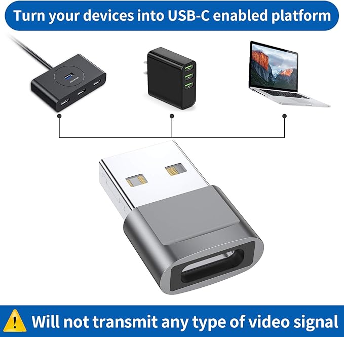 USB C Female to USB Male Adapter (4-Pack), Type C to USB A Charger Converter for iPhone 17 16 15 14 13 12 11 Pro Max, Samsung Galaxy S25 S24 S23 S22 Ultra, Apple iWatch Watch Series 7 8, AirPods,iPad
