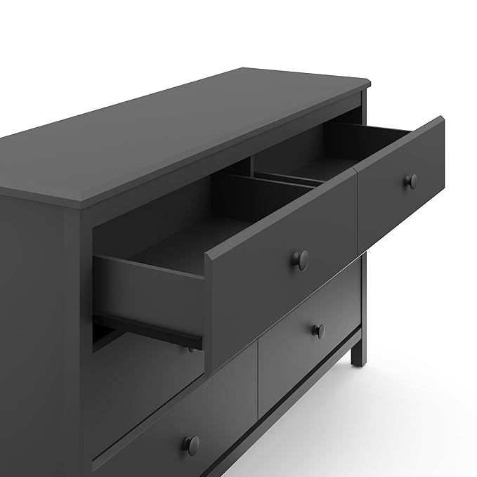 Storkcraft Alpine 6-Drawer Dresser (Gray) – GREENGUARD Gold Certified, Gray Dresser for Bedroom, Kids & Nursery Storage Drawers, Safety Interlocking Drawers, Pre-Installed Tracks, Kids Bedroom